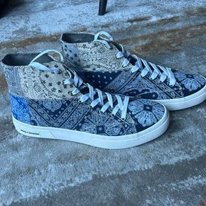 Sun+Stone Navy Bandana Print Patchwork shoes